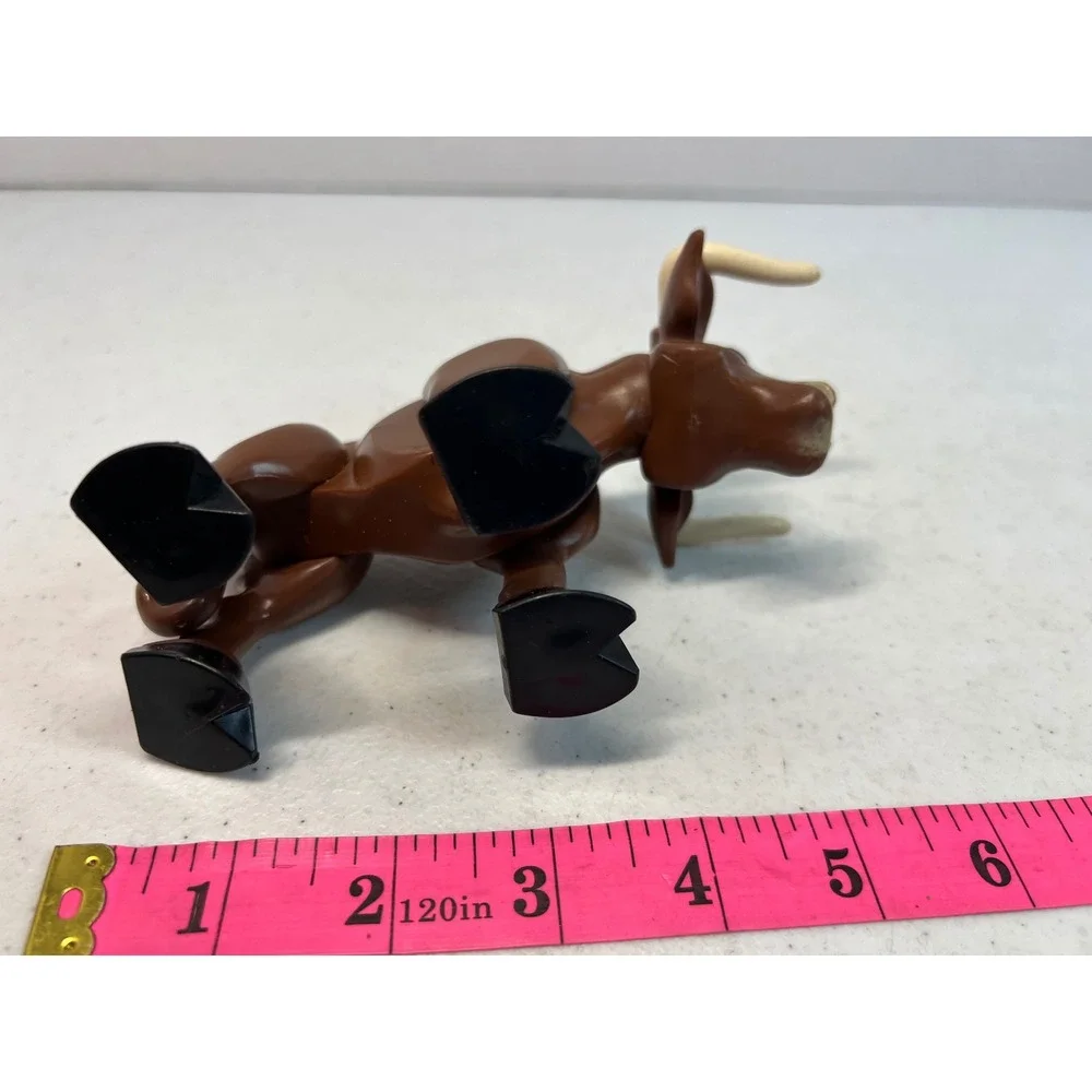 Vintage Fisher Price Little People Brown Bull Longhorn Farm Animal Toy Figure